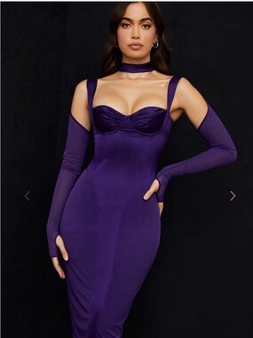 House of CB TALIKA grape corset midi dress